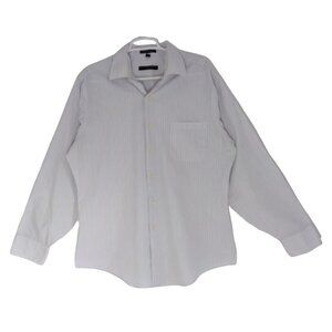 Geoffrey Beene Men's Slim Fit Dress Shirt, Size L, White and Purple Stripe.